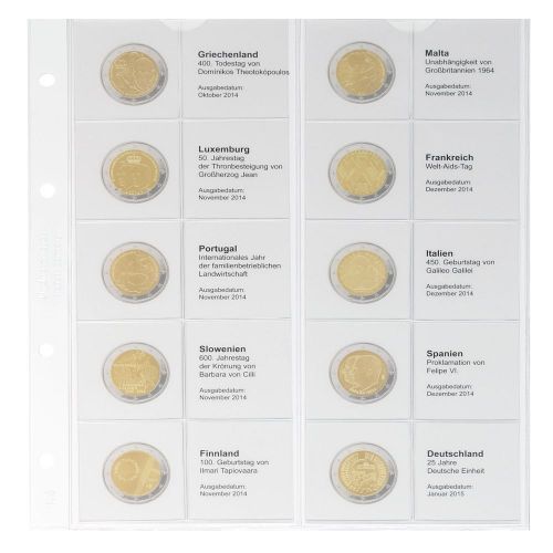 Lindner Karat Vordruckblatt für 2 Euro-Gedenkmünzen 1118-14 Neu