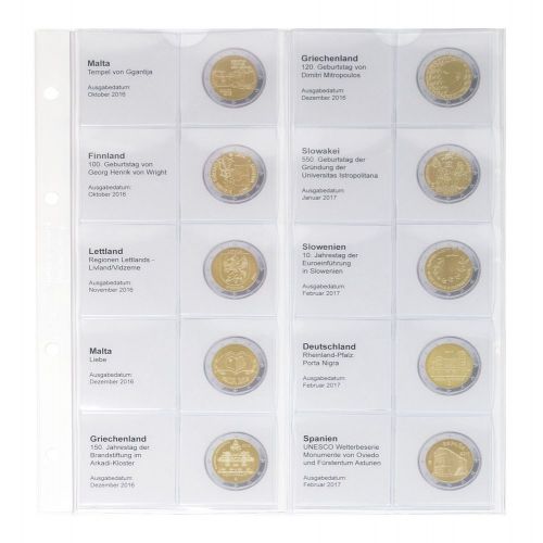 Lindner Karat Vordruckblatt für 2 Euro-Gedenkmünzen 1118-20 Neu