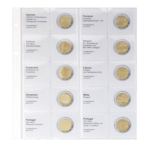 Lindner Karat Vordruckblatt für 2 Euro-Gedenkmünzen 1118-24 Neu