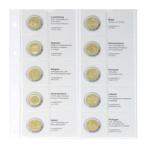 Lindner Karat Vordruckblatt für 2 Euro-Gedenkmünzen 1118-29 Neu