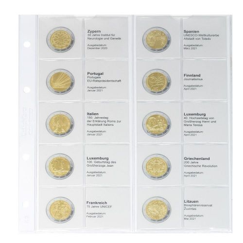 Lindner Karat Vordruckblatt für 2 Euro-Gedenkmünzen 1118-31 Neu