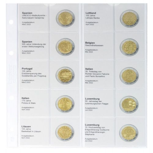 Lindner Karat Vordruckblatt für 2 Euro-Gedenkmünzen 1118-34 Neu