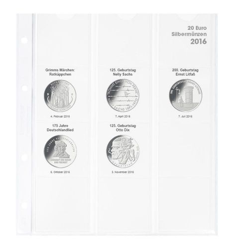 Lindner Karat Vordruckblatt für die deutschen 20 Euro-Münzen (2016) 1520-16 Neu
