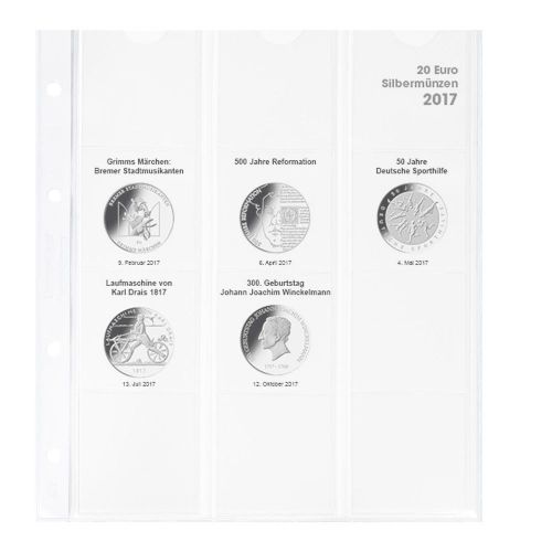 Lindner Karat Vordruckblatt für die deutschen 20 Euro-Münzen (2017) 1520-17 Neu