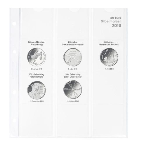 Lindner Karat Vordruckblatt für die deutschen 20 Euro-Münzen (2018) 1520-18 Neu