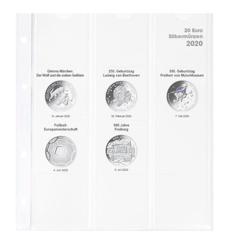Lindner Karat Vordruckblatt für 20 Euro-Münzen (2020) 1520-20 Neu