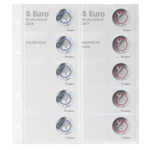 Lindner Karat Vordruckblatt für 5 Euro-Münzen Polymerring 1119-1 Neu