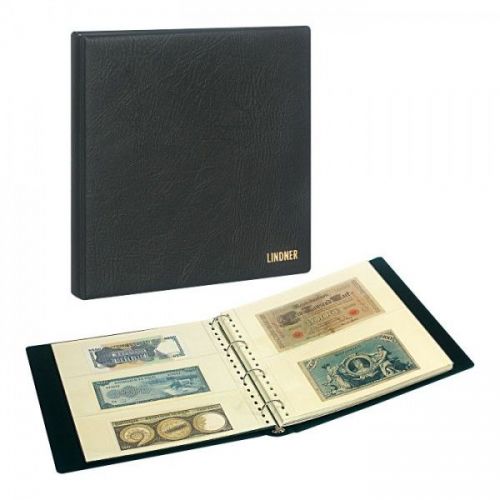 Lindner Banknotenalbum schwarz mit 20 Klarsichthüllen SRSBN Neu