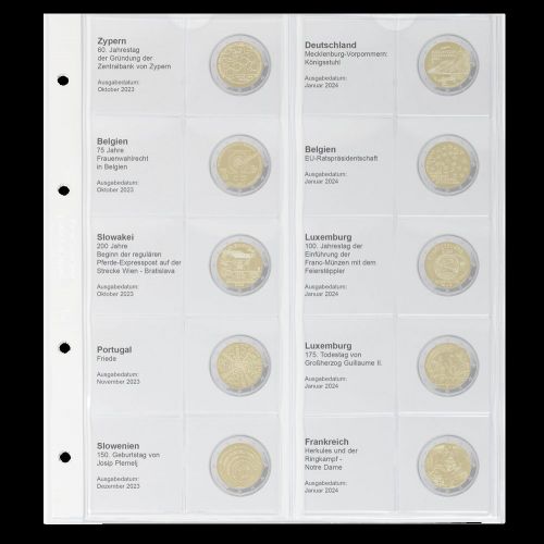 Lindner Karat Vordruckblatt für 2 Euro-Gedenkmünzen 1118-39 Neu