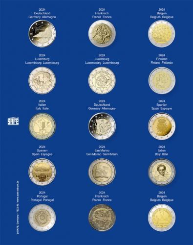 Safe Nachtragsblatt TOPset für 2 Euro Gedenkmünzen (2024) Nr. 7822-36 Neu