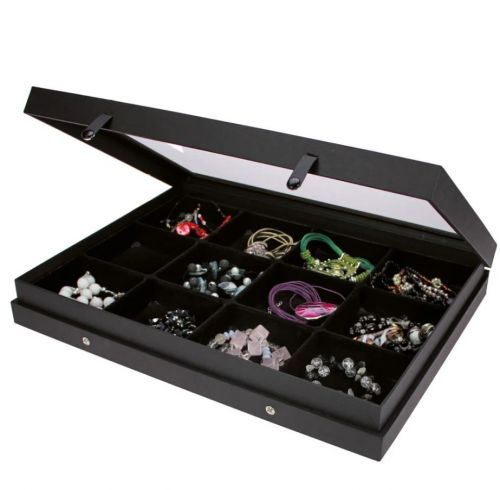 Safe Premium-Vitrine "Black Edition" mit 12 Fächern à 87 x 90 mm Nr. 5675 Neu