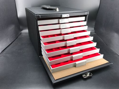 Münzkoffer aus Kunstleder mit 8 Münzboxen Ihrer Wahl! Neu 8215