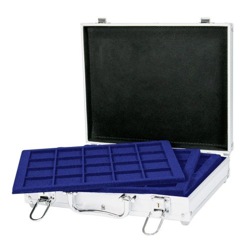 Lindner Münzkoffer S2307-S2120ME mit 6 blauen Tableaus für 120 Münzen Neu