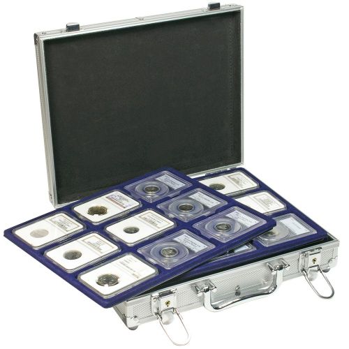 Lindner Münzkoffer S2307-S2219ME mit 4 blauen Tableaus für 36 Slabs Neu