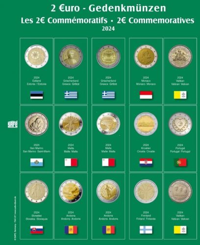 Safe Premium Münzblatt für 2€-Münzen des Jahres 2024 Nr. 7341-37 Neu