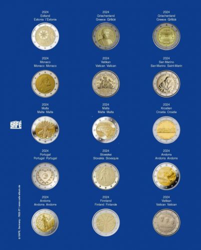 Safe Nachtragsblatt TOPset für 2 Euro Gedenkmünzen (2024) Nr. 7822-37 Neu
