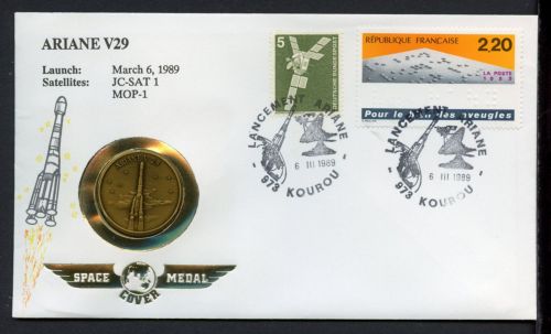 Bund 1989 Space Medal-Brief Nr. 26, Ariane V29, JC-SAT 1 MOP-1