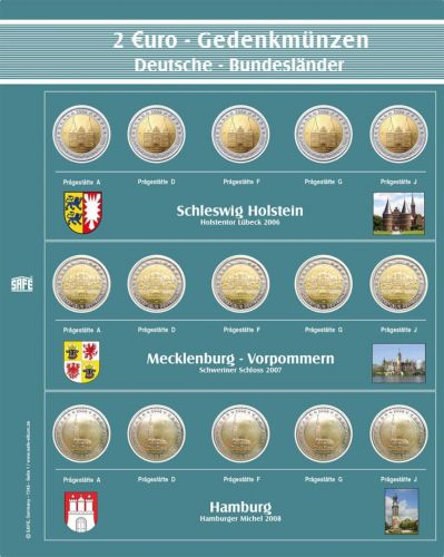 Safe Premium Münzblatt für 2€-Münzen "Bundesländer" Nr. 7345-1 Neu