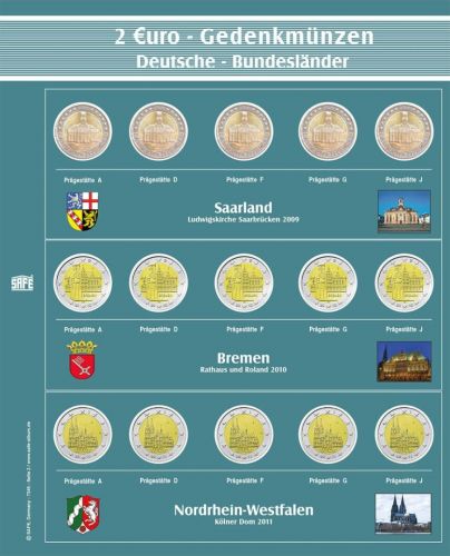 Safe Premium Münzblatt für 2€-Münzen "Bundesländer" Nr. 7345-2 Neu