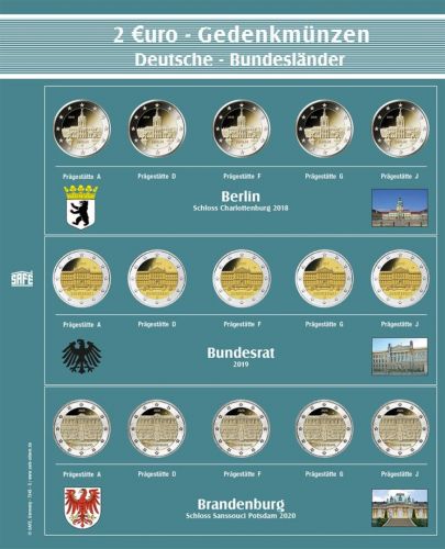 Safe Premium Münzblatt für 2€-Münzen "Bundesländer" Nr. 7345-5 Neu