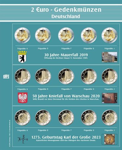 Safe Premium Münzblatt für 2€-Münzen "Bundesländer" Nr. 7345-6 Neu