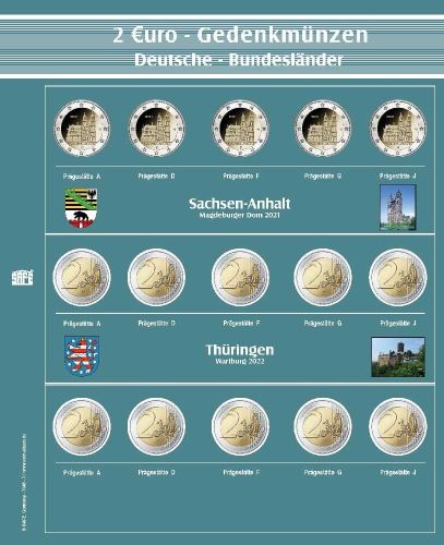 Safe Premium Münzblatt für 2€-Münzen "Bundesländer" Nr. 7345-7 Neu