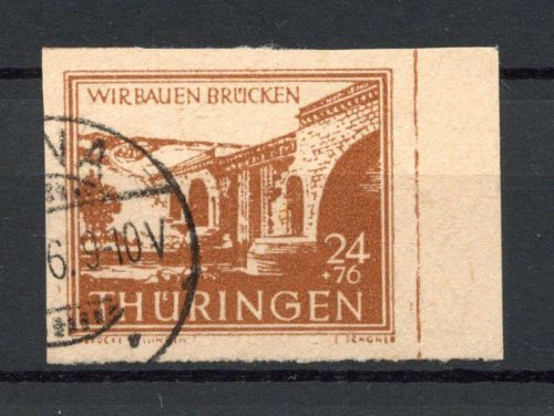 SBZ Thüringen MiNr. 115 cy Bogenrand gestempelt geprüft Jasch