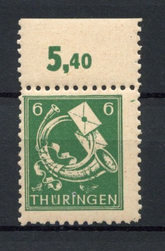 SBZ Thüringen MiNr. 95 AX p2 Oberrand postfrisch tief geprüft Jasch