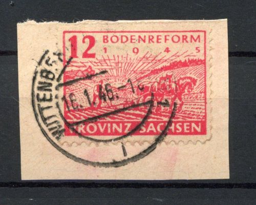 SBZ Provinz Sachsen MiNr. 86 wa A Briefstück tiefst geprüft Ströh
