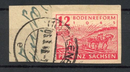 SBZ Provinz Sachsen MiNr. 86 wb Briefstück tiefst geprüft Ströh