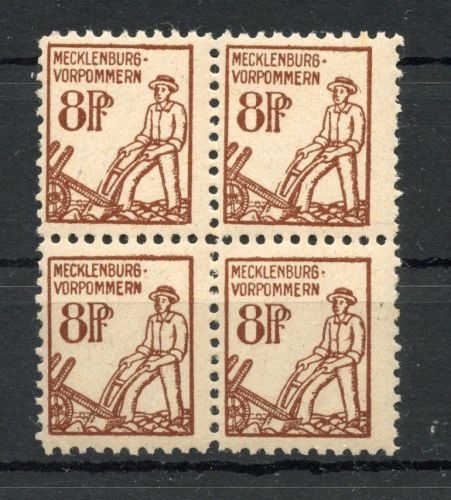 SBZ Mecklenburg-Vorp. MiNr. 15 b 4er Bl. postfrisch tiefst geprüft Kramp