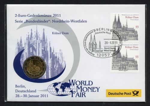 Bund 2011 Numisbrief 2 Euro Kölner Dom "D" ST