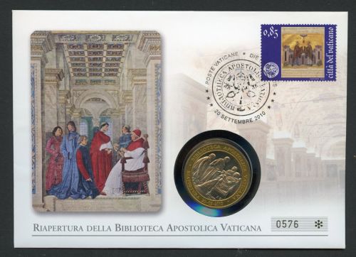 Vatikan 2010 Numisbrief Med. Papst Benedikt XVI Wiedereröff. Bibliothek