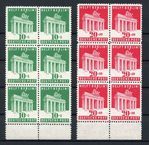 Bi-Zone MiNr. 101-102 postfrisch 6er Blöcke Unterrand