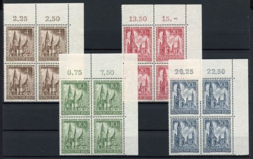Berlin MiNr. 106-108 postfrisch 4er Blöcke Eckrand or
