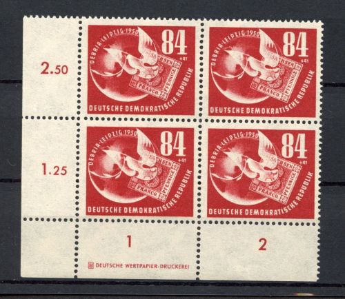 DDR MiNr. 260 DZ postfrisch im 4er Block Eckrand ul
