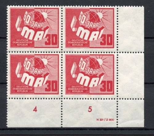 DDR MiNr. 250 DZ postfrisch im 4er Block Eckrand ur