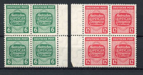 SBZ West-Sachsen MiNr. 124-125 X postfrisch als 4er Blöcke Bogenrand
