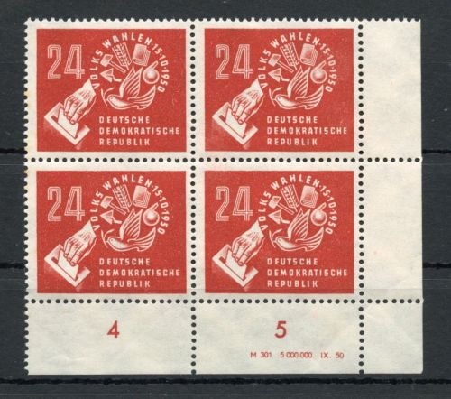 DDR MiNr. 275 DV postfrisch im 4er Block Eckrand