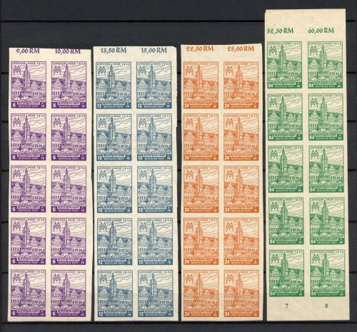 SBZ West-Sachsen MiNr. 162-165 B Y postfrisch als 10er Bogenteile