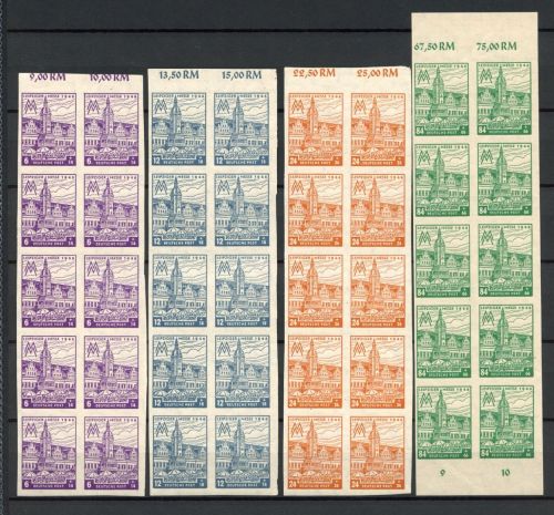 SBZ West-Sachsen MiNr. 162-165 B Y postfrisch als 10er Bogenteile
