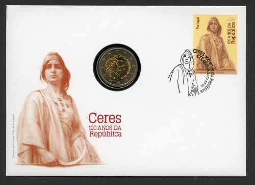 Portugal 2010 Numisbrief mit 2 Euro Ceres ST