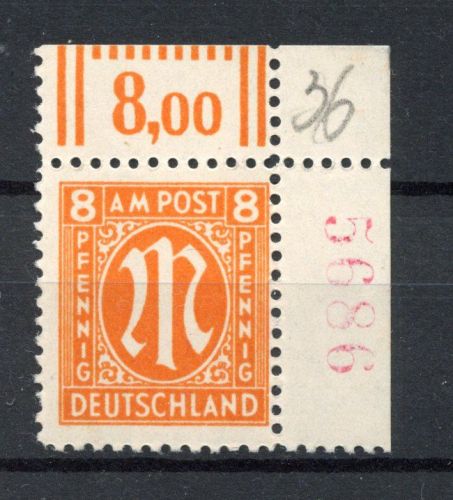 Bi-Zone MiNr. 21 D z r4 postfrisch als Eckrand Fotobefund Wehner