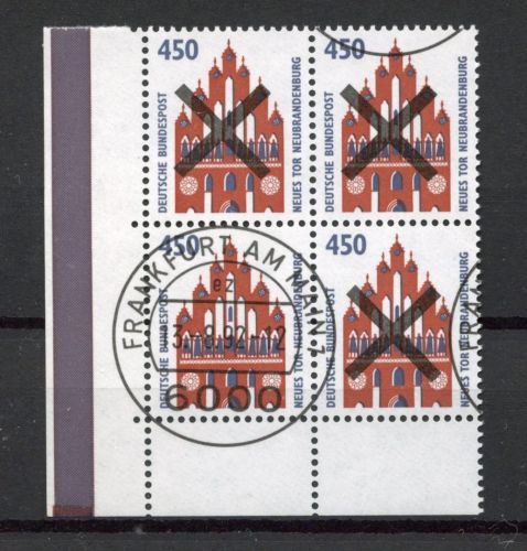 Bund MiNr. 1623 gestempelt mit Andreaskreuz im 4er Block Eckrand