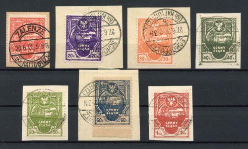 Östliches Oberschlesien MiNr. 1-7 A Briefstück geprüft Jungjohann