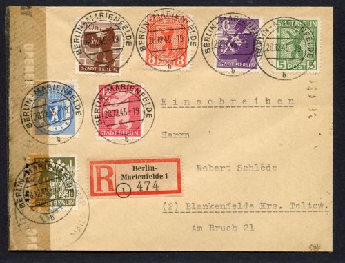 SBZ Berlin MiNr. 1-7 B R-Brief Fotattest Jasch einwandfrei