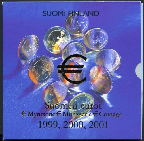 Finnland Triple Set Euro-KMS 1999-2001im Folder, unzirkuliert