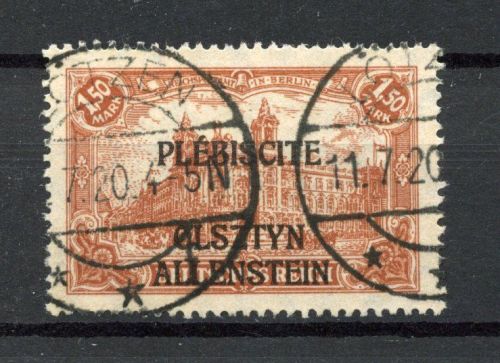 Allenstein MiNr. 12 b gestempelt geprüft Gruber einwandfrei