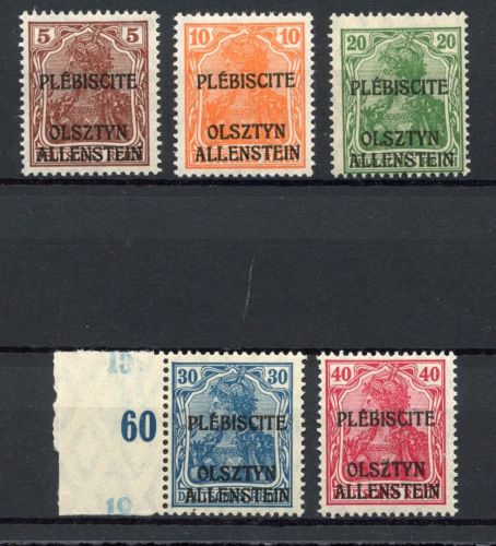 Allenstein MiNr. II-VI postfrisch nicht verausgabte Marken