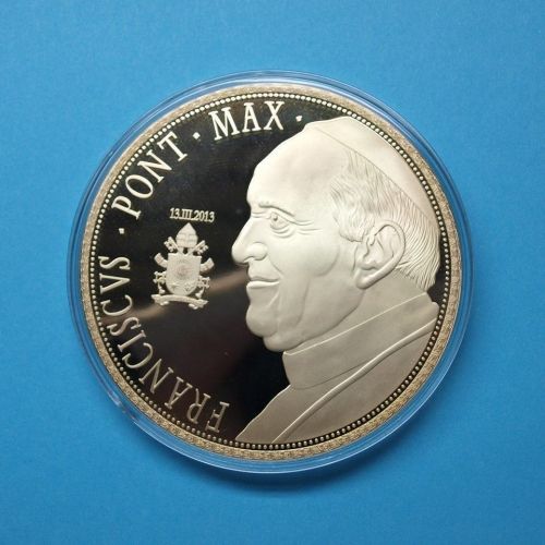 2017 Gigantprägung Papst Franciscus, Kupfer vergoldet PP